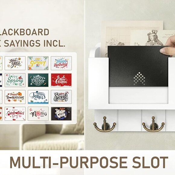 NEW Key and Mail Organizer Wall Mount - Decorative White Key Holder - Picture 5 of 9